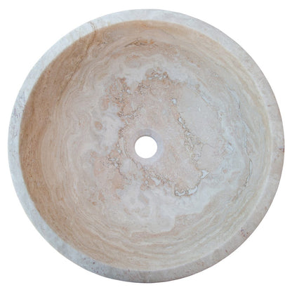 TCSC | Beige Travertine Above Vanity Bathroom Vessel Sink Honed and Filled (D)18" (H)6"