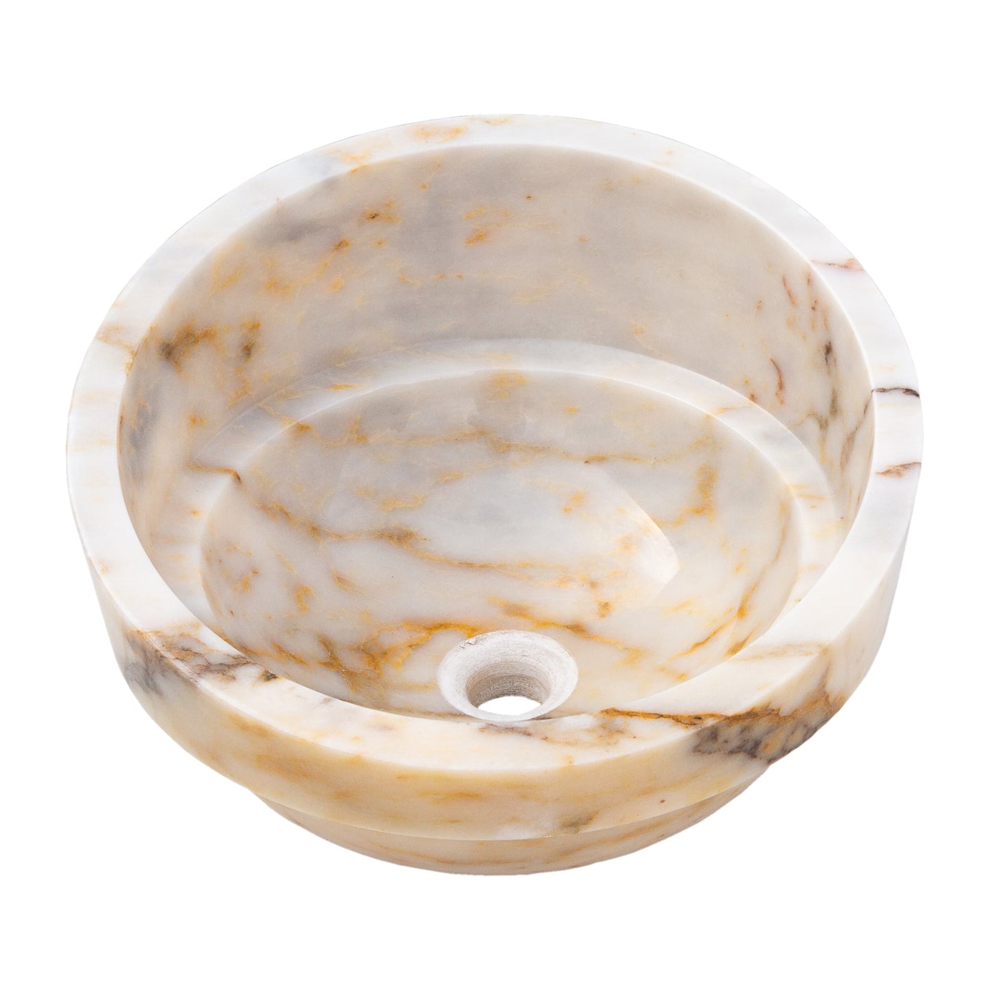 TCSC | Bianco Giallo Marble Hair Salon Above Vanity Vessel Sink Polished (D)16" (H)9"