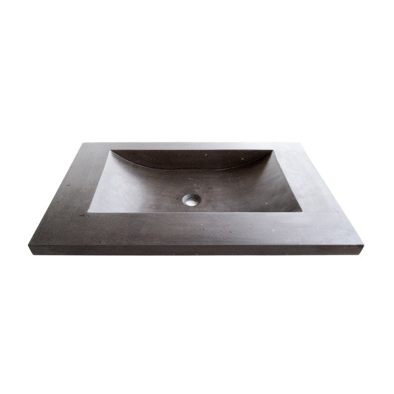 TCSC | Black Andesite Natural Stone Rectangular Sink Honed/Matte (W)20" (L)33" (H)6"