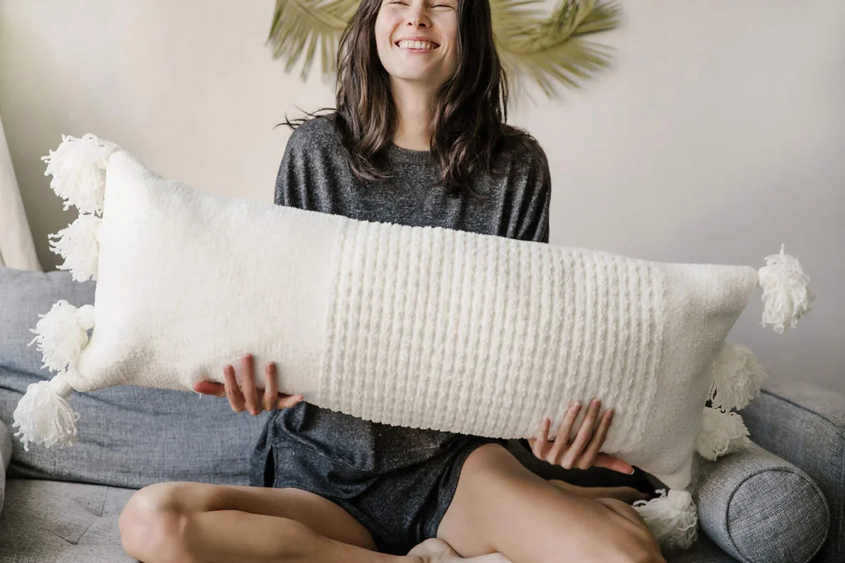 Braided Pom Pom Lumbar Pillow