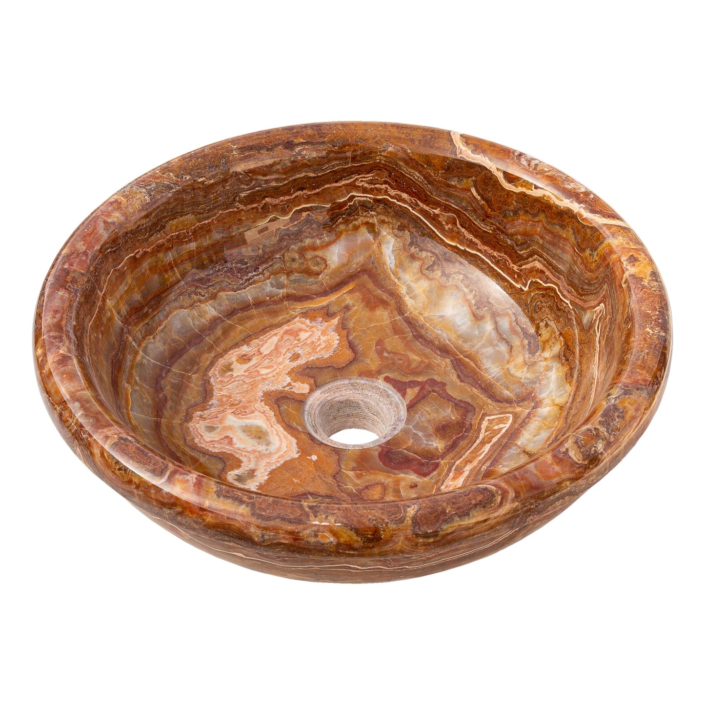 TCSC | Brown Onyx Translucent Natural Stone Drop-in or Above Vanity Vessel Sink Polished (D)16" (H)6"