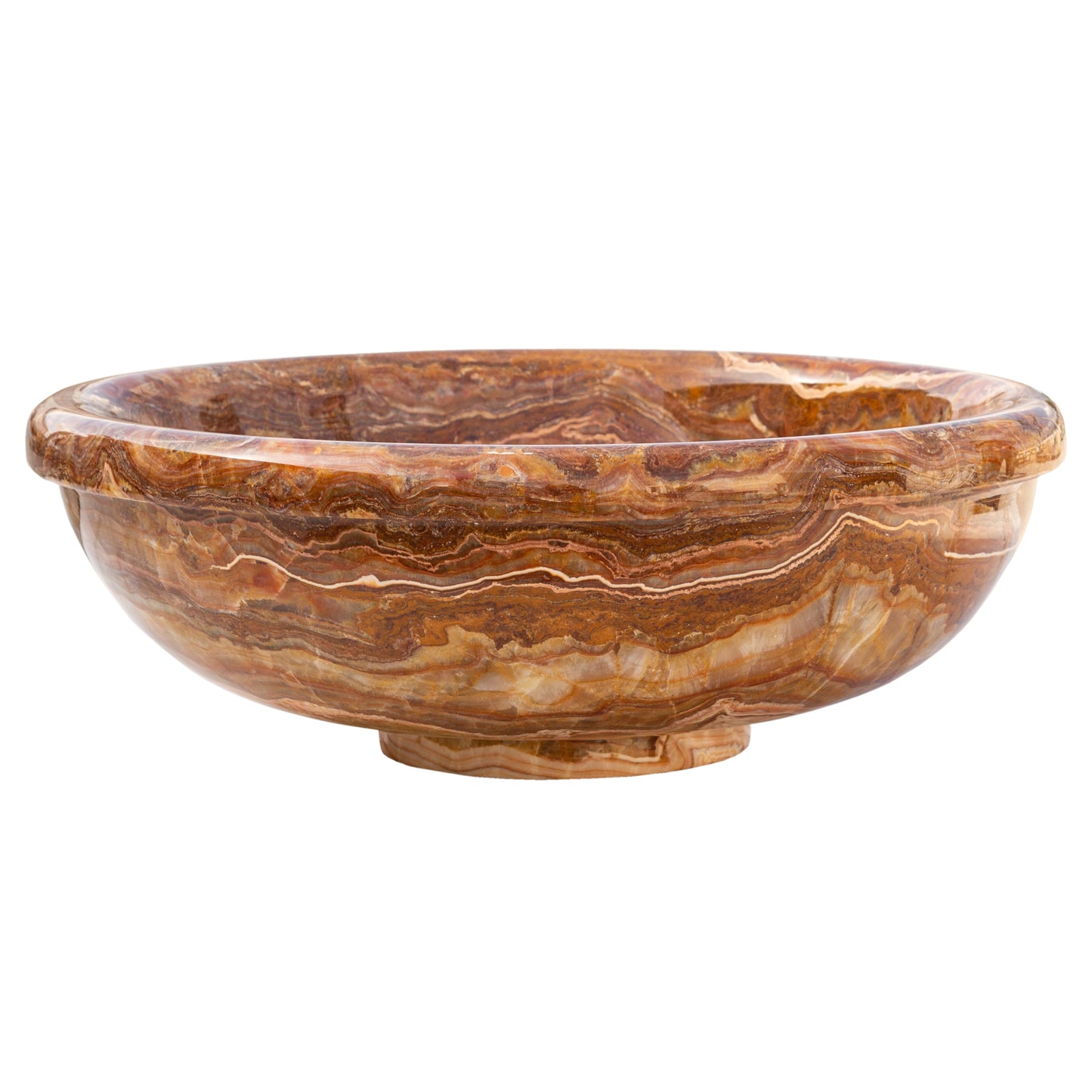 TCSC | Brown Onyx Translucent Natural Stone Drop-in or Above Vanity Vessel Sink Polished (D)16" (H)6"