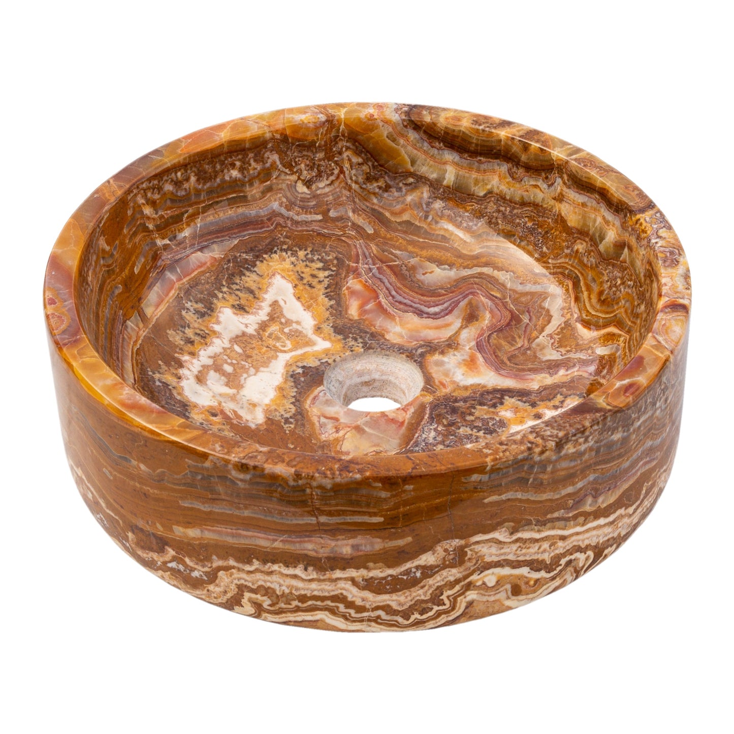 TCSC | Brown Onyx Translucent Natural Stone Above Vanity Bathroom Sink Polished (D)16" (H)5"