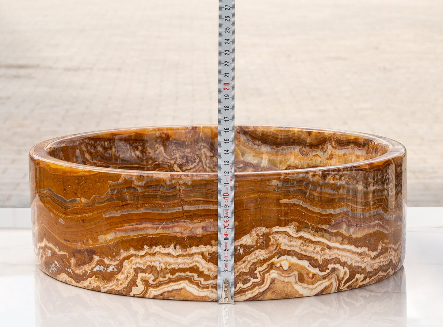 TCSC | Brown Onyx Translucent Natural Stone Above Vanity Bathroom Sink Polished (D)16" (H)5"