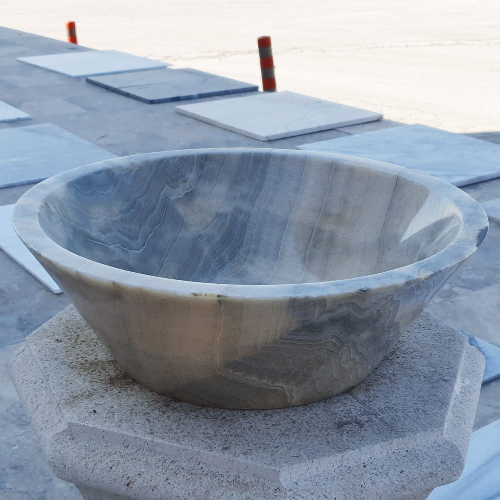 TCSC | Natural Stone Bubble Gray Onyx Above Vanity Bathroom V Shape Sink (D)16" (H)6" (Copy)