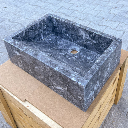 TCSC | Bursa Gray Marble Rectangular Stone Above Vanity Bathroom Sink Polished (W)12" (L)18" (H)6"