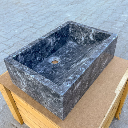 TCSC | Bursa Gray Marble Rectangular Stone Above Vanity Bathroom Sink Polished (W)12" (L)18" (H)6"