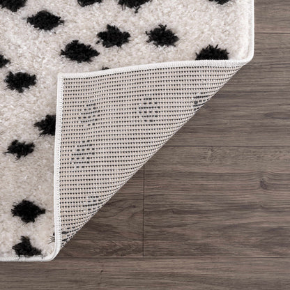 Cansu Black & White Dotted Area Rug.