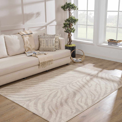 Beige Manteca Zebra Print Area Rug.