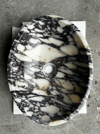 TCSC | Calacatta Viola Marble Oval Shape Above Vanity Bathroom Sink (W)18" (L)14" (H)5"