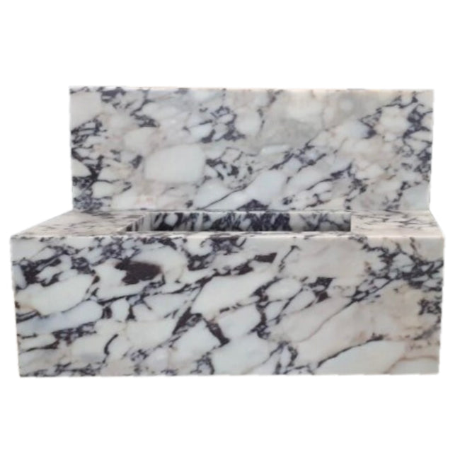 TCSC | Calacatta Viola Marble Rectangular Wall-mount Bathroom Sink with 10" Backsplash (W)16" (L)32" (H)10"