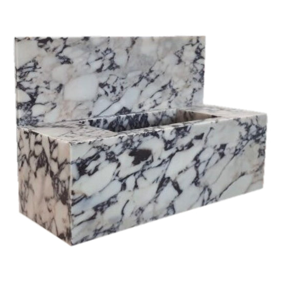 TCSC | Calacatta Viola Marble Rectangular Wall-mount Bathroom Sink with 10" Backsplash (W)16" (L)32" (H)10"