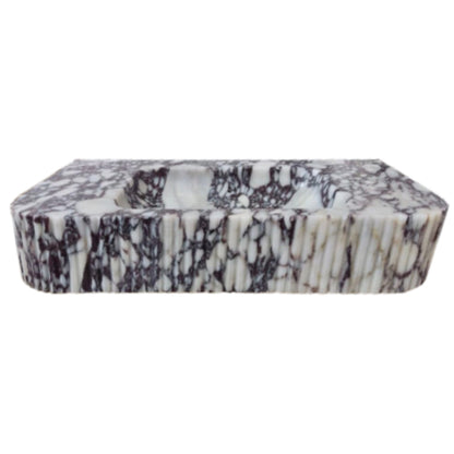 TCSC | Calacatta Viola Marble Wall-mount Bathroom Vanity Sink Ribbed Textured Front (W)18" (L)32"