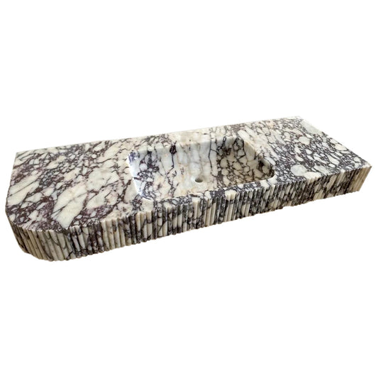 TCSC | Calacatta Viola Marble Wall-mount Bathroom Vanity carved from Solid Block (W)20" (L)52"