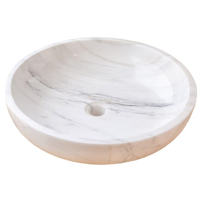 Calacatta White Marble Vessel Above Vanity Bathroom Sink Polished (D)19" (H)6"