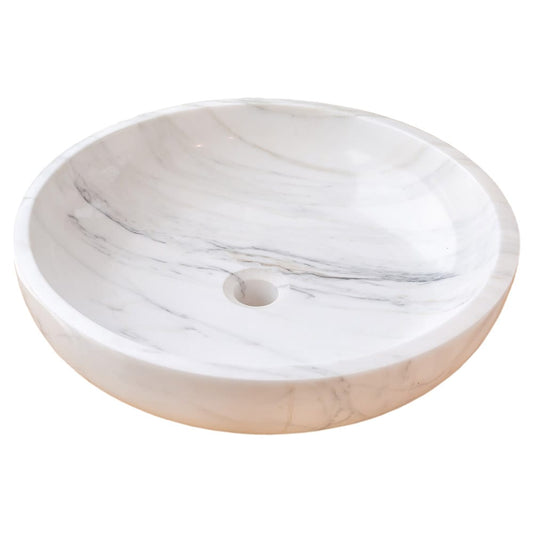 TCSC | Calacatta White Marble Vessel Above Vanity Bathroom Sink Polished (D)19" (H)6"