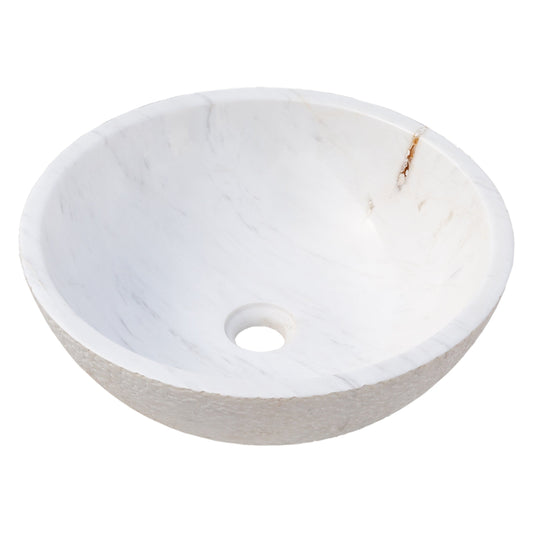 TCSC | Calacatta White Marble Vessel Above Vanity Bathroom Sink Rough Exterior (D)16" (H)5"