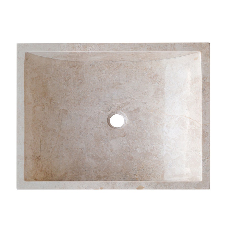 TCSC | Cappuccino Beige Marble Rectangular Above Vanity Bathroom Sink (W)18" (L)21.5" (H)5"