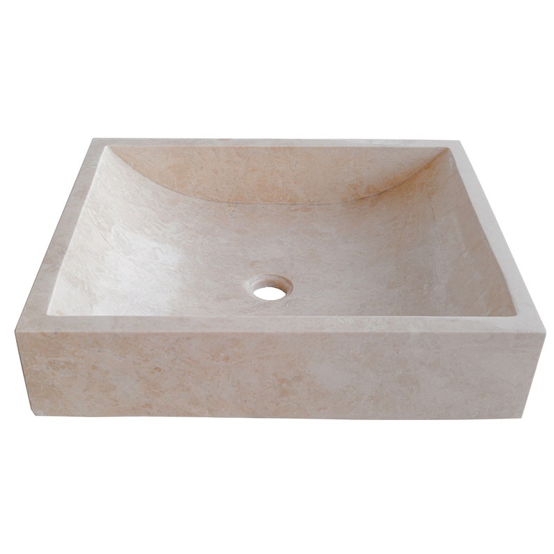 TCSC | Cappuccino Beige Marble Rectangular Above Vanity Bathroom Sink (W)18" (L)21.5" (H)5"