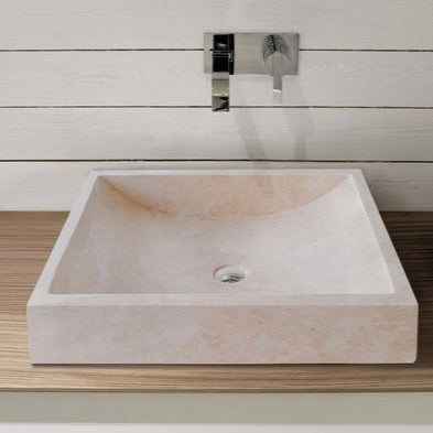 TCSC | Cappuccino Beige Marble Rectangular Above Vanity Bathroom Sink (W)18" (L)21.5" (H)5"