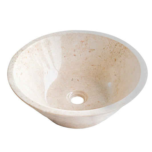 TCSC | Cappuccino Beige Marble V-Shape Tapered Above Vanity Bathroom Sink Polished (D)16" (H)6"