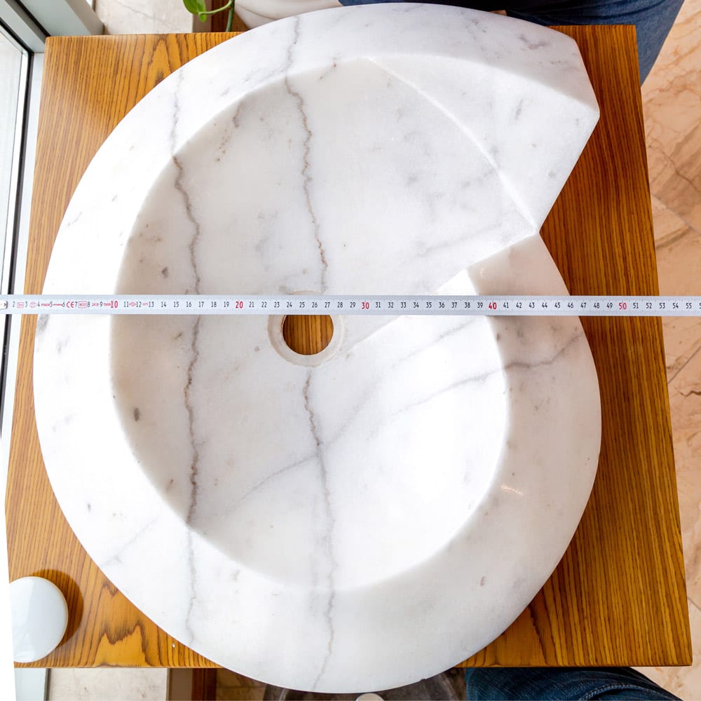 Carrara Marble Helix Shape Stone Above Vanity Bathroom Sink Polished (W)20" (L)23" (H)4"