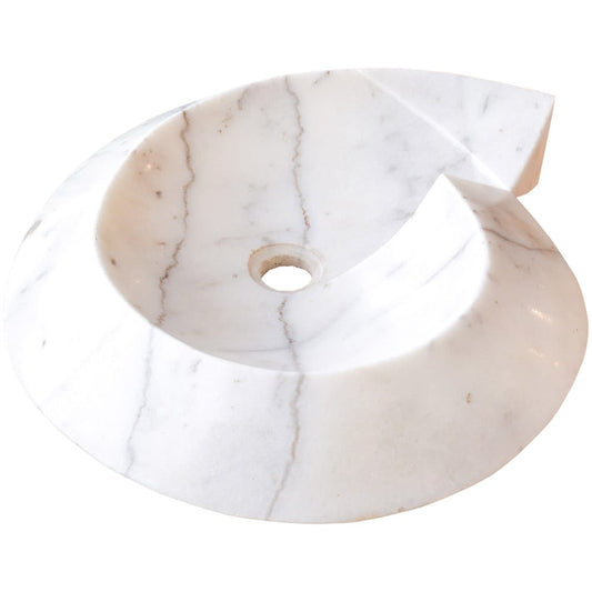 TCSC | Carrara Marble Helix Shape Stone Above Vanity Bathroom Sink Polished (W)20" (L)23" (H)4"