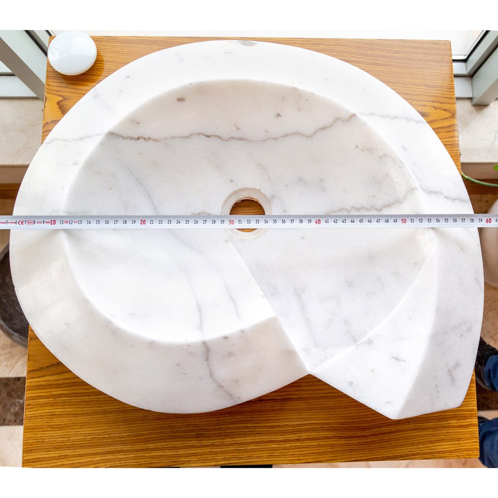 Carrara Marble Helix Shape Stone Above Vanity Bathroom Sink Polished (W)20" (L)23" (H)4"