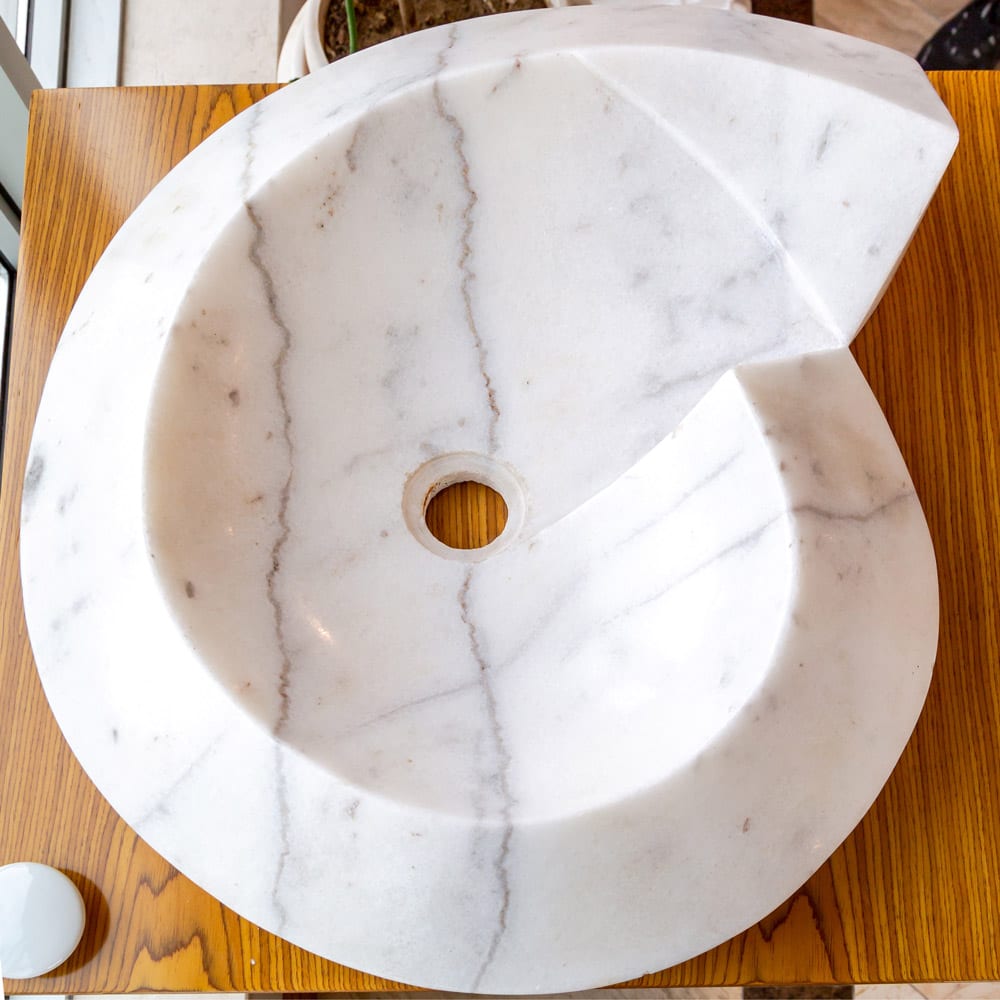 Carrara Marble Helix Shape Stone Above Vanity Bathroom Sink Polished (W)20" (L)23" (H)4"