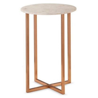 TCSC | Carrara White Marble End/Side Table Round Polished