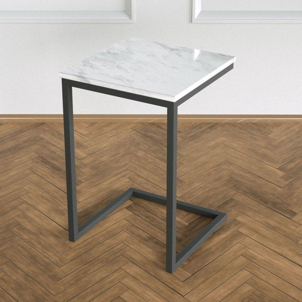 Carrara White Marble End/Side Table Square Polished