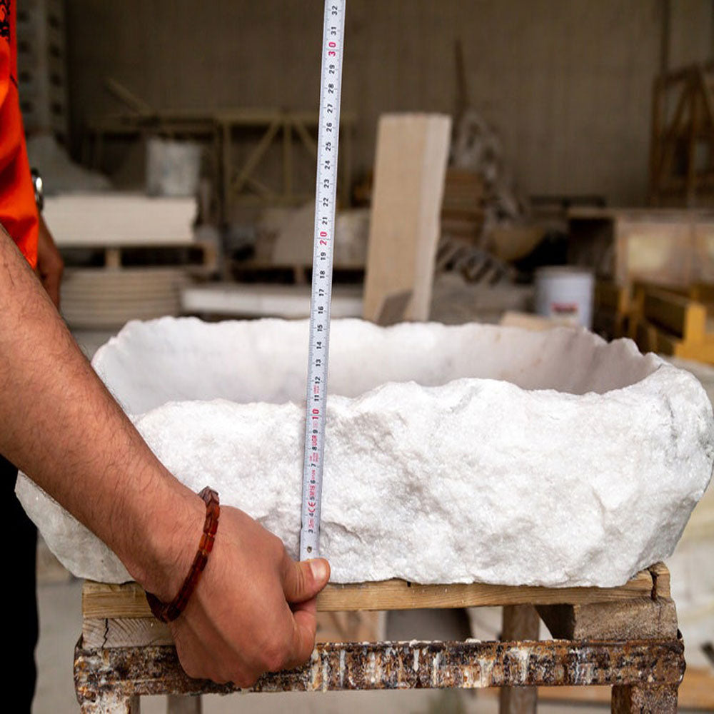 Carrara Marble Rectangular Rustic Natural Stone Above Vanity Bathroom Sink