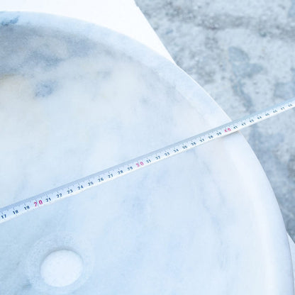 TCSC | Carrara White Marble Natural Stone Oval Vessel Above Vanity Bathroom Sink