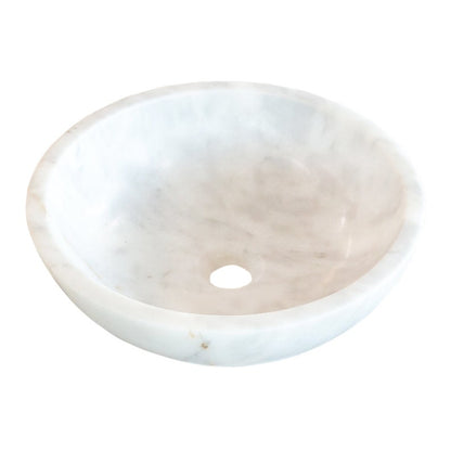 TCSC | Carrara White Marble Above Vanity Bathroom Vessel Sink Polished (D)16" (H)6"