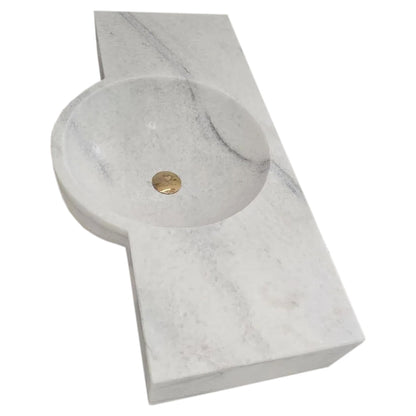 TCSC | Carrara White Marble Above-vanity Wall-mount Bathroom Sink (W)16" (L)28"