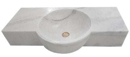 TCSC | Carrara White Marble Above-vanity Wall-mount Bathroom Sink (W)16" (L)28"