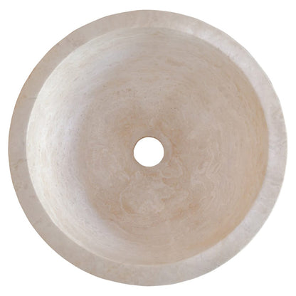 TCSC | Troia Light Travertine Natural Stone Round Above Vanity Bathroom Sink (D)12.5" (H)6"