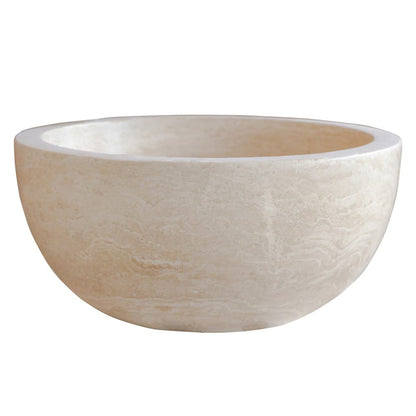 TCSC | Troia Light Travertine Natural Stone Round Above Vanity Bathroom Sink (D)12.5" (H)6"