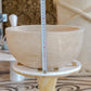 Troia Light Travertine Natural Stone Round Above Vanity Bathroom Sink (D)12.5" (H)6"