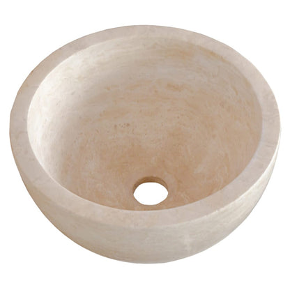 TCSC | Troia Light Travertine Natural Stone Round Above Vanity Bathroom Sink (D)12.5" (H)6"