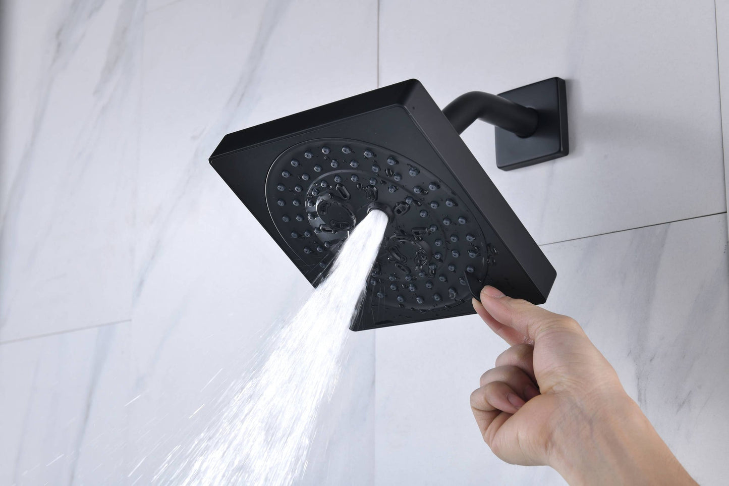 12-inch or 16-inch Wall Mount Matte Black Rain Shower Head with Thermostatic Faucet and Tub Spout - Immerse in a Blissful Shower Experience