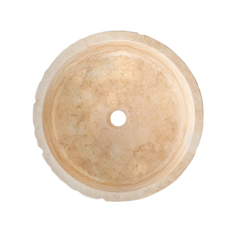 TCSC | Denizli Beige Travertine Rustic Stone Round Above Vanity Bathroom Sink (D)16" (H)6" (Copy)