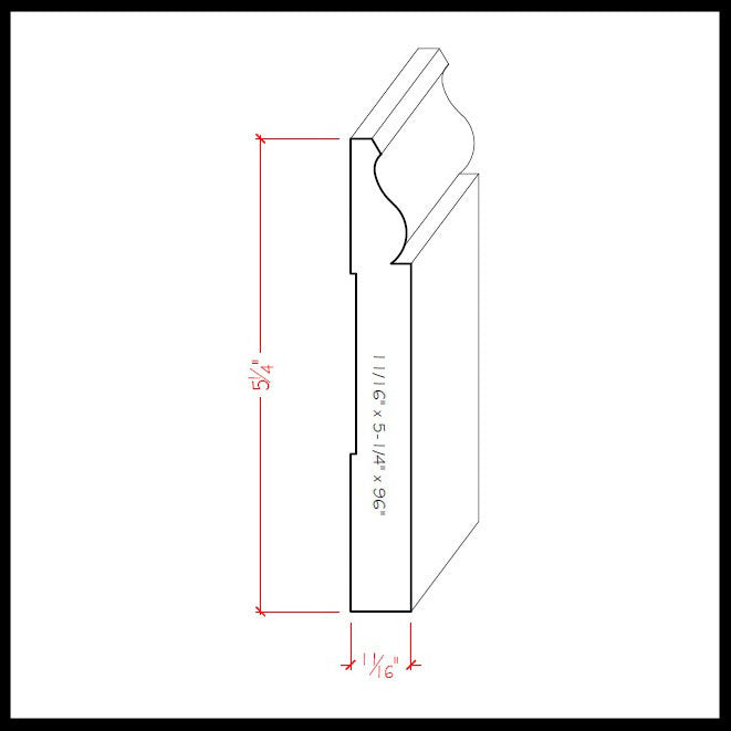 EWBB12 Colonial 5-1/4 inch Tall Baseboard Moulding