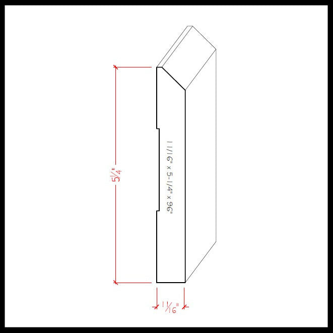 EWBB15 Beveled 5-1/4 inch Tall Baseboard Moulding