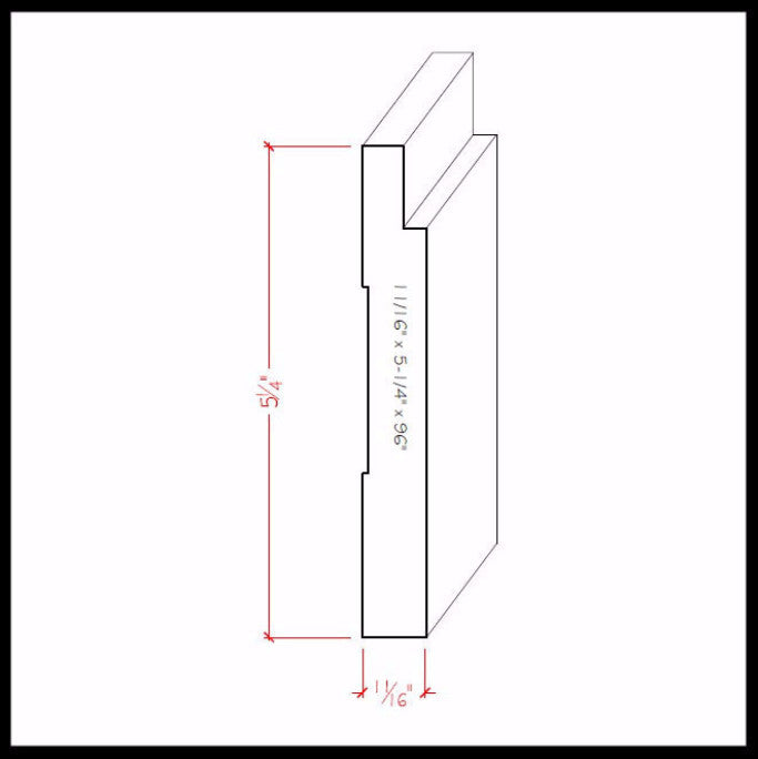 EWBB18 Notched 5-1/4 inch Tall Baseboard Moulding