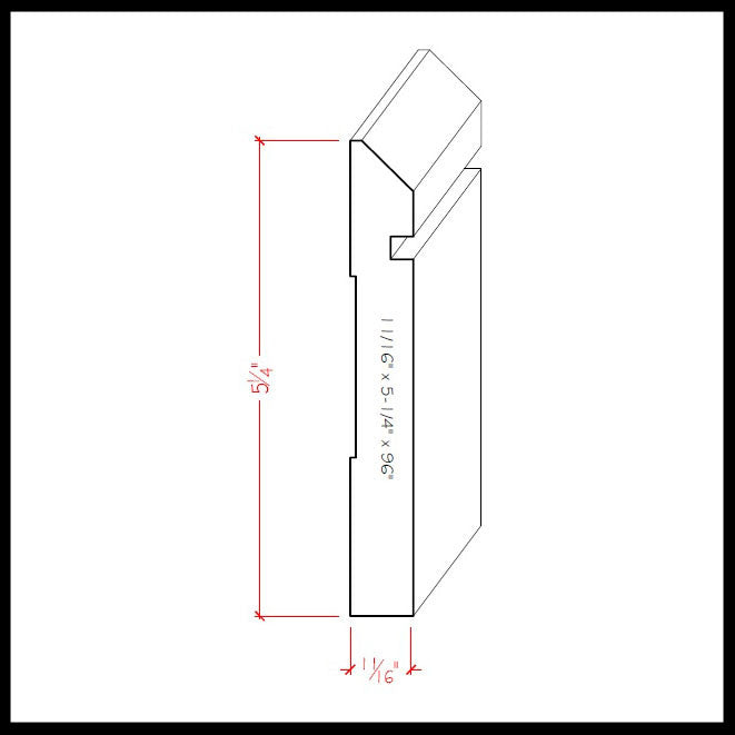 EWBB20 Beveled Grooved 5-1/4 inch Tall Baseboard Moulding