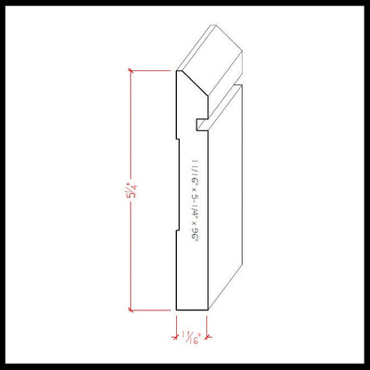 EWBB20 Beveled Grooved 5-1/4 inch Tall Baseboard Moulding