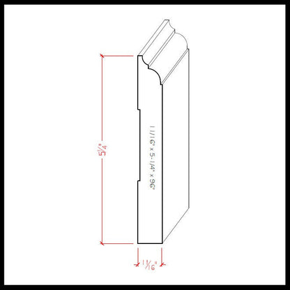 EWBB23 Nose and Cove 5-1/4 inch Tall Baseboard Moulding