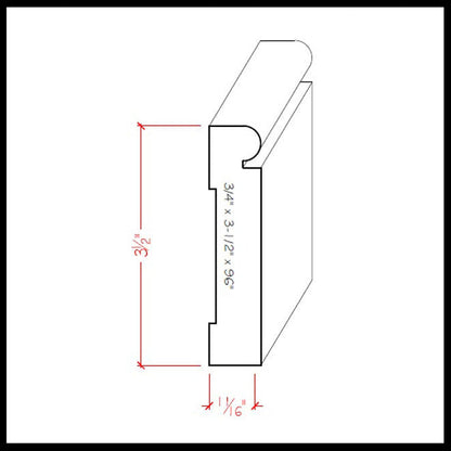 EWBB25 Beaded 3-1/2 inch Baseboard Moulding