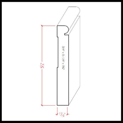 EWBB26 Beaded 5-1/4 inch Tall Baseboard Moulding